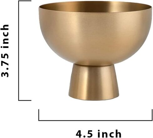 Serene Spaces Living Small Gold Pedestal Bowl, Decorative Compote Bowl Vase for Centerpiece, Metal Vase for Home Decor, Wedding, Parties, Floral Arrangements, Measures 4.5" Diameter & 3.75" Tall in Saudi Arabia
