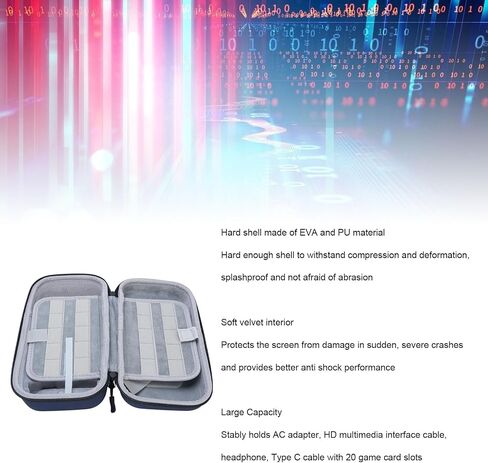 Asixxsix Carrying Case for and OLED, Larger Capacity Portable Travel Carry Case, EVA Hard Shell Protective Pouch Case Holds 20 Game Cartridge (Dark Blue) in Saudi Arabia