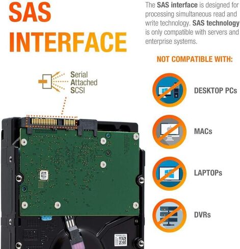 ST14000NM0048 Seagate 14tb SAS 12 GB/S (وليس SATA) EXOS X14 (جديد مع الضمان) 3.5 بوصة 7200 دورة في الدقيقة 256 ميجابايت 512E in Kuwait