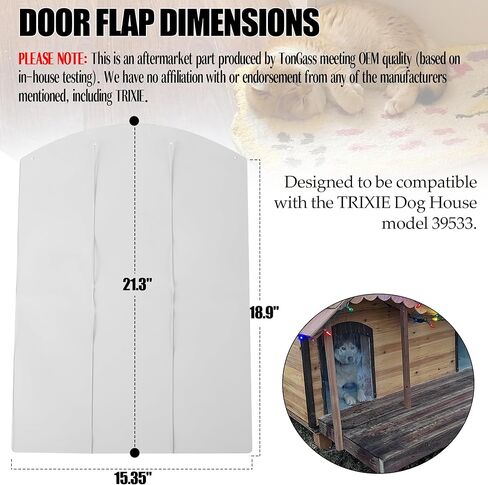 TonGass (عبوة واحدة، شفافة) أغطية بديلة لباب الكلاب متوافقة مع طراز Trixie Dog House Model 39533 يناسب مقاس 15.35 × 22.64 بوصة لبيت الكلاب، غطاء باب بديل للحيوانات الأليفة لبيوت الكلاب الخشبية الخارجية in Kuwait
