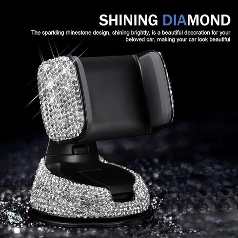 حامل الهاتف الخليوي المتلألئ ، حامل التنفيس ، حامل اللوحة المزدوجة للأغراض المزدوجة للنساء والفتيات ، ملحق السفر المساعد المعدل ، لمعظم السيارات (أسود) in Kuwait