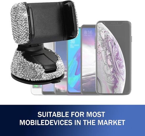 حامل الهاتف الخليوي المتلألئ ، حامل التنفيس ، حامل اللوحة المزدوجة للأغراض المزدوجة للنساء والفتيات ، ملحق السفر المساعد المعدل ، لمعظم السيارات (أسود) in Kuwait