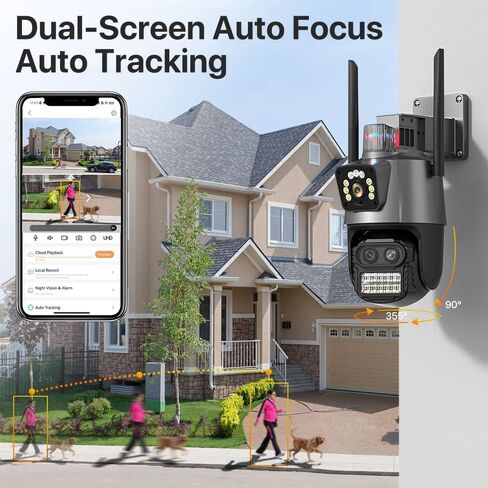 4K Outdoor Wireless Security Camera, 9Mpx, 8X Zoom, Two-Way Audio, Motion Detection, Siren Light, Alexa Compatible (Black) in Saudi Arabia
