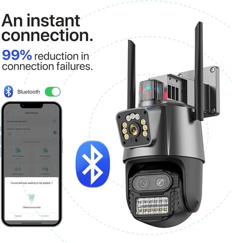4K Outdoor Wireless Security Camera, 9Mpx, 8X Zoom, Two-Way Audio, Motion Detection, Siren Light, Alexa Compatible (Black) in Saudi Arabia