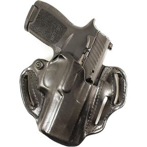 DeSantis Speed Scabbard Holster - OWB Holster, Leather Pistol Holster, Compatible with SIG P320 & P250 COMPACT/CARRY, with or without ROMEO1 Reflex Sight - SIG P320 XCOMPACT - Right Hand Draw, Black