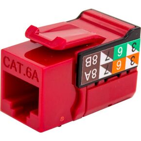CAT6A RJ45 Keystone Jack, V-Max Series - Red Color - (50 pack)