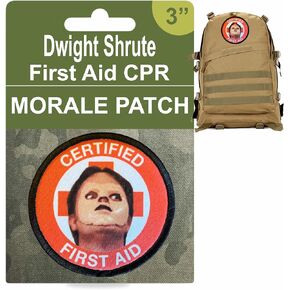 3" The Office Dwight Schrute First Aid Morale Patch. Perfect for Your Tactical Military Army Gear, Backpack, The Office Patch | Plate Carrier or Vest| Funny Certified CPR First Responder Patch