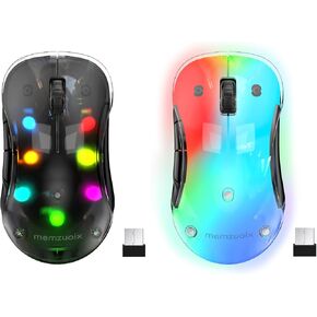 Memzuoix 2.4G Wireless Mouse - 2 Pack (LED Rechargeable, White & Black) for Laptop, Desktop, PC & MacBook