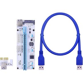 100PCS LED 008S PCI-E Riser Card PCI Express 1X to 16X 60CM USB 3.0 Cable 4Pin 6Pin 15Pin SATA Power for GPU Video Card(Red 0.6M)