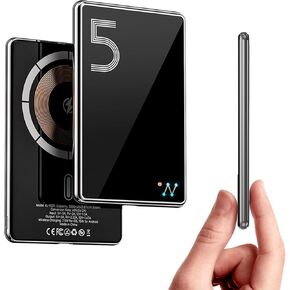 LUCKYDUO Magnetic Wireless Battery Pack 5000mAh, Ultra Slim 0.26IN Magnetic Portable Charger for iPhone, Compact Power Bank with USB-C PD20W Fast Charging, Compatible with iPhone 16/15/14/13, Black