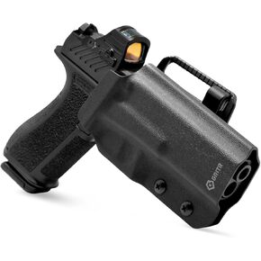 GRITR OWB Kydex Right/Left Hand Gun Holster Compatible with Glock 17 - Optic Cut, Compatible with Safariland QLS/G-Code RTI Attachments, Adjustable Belt Loops, Open Bottom, Adjustable Cant