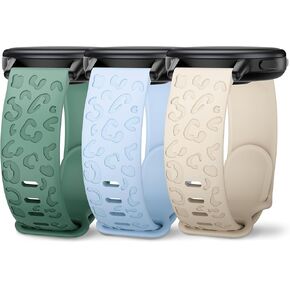 3 حزمة 18 ملم الفهد الفهد النمر محفورات سليكون محفورة متوافقة مع Garmin Venu 3S/Venu 2S/Vivoactive 4S/Vivomove 3S/Forerunner 255s/Forerunner 265s للنساء الرجال