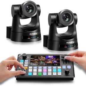 FoMaKo PTZ Camera HDMI AI Auto Tracking,20x Optical Zoom(2pcs),for Church, Gaming and Esports tournaments Live Broadcasting (FMK20SDIX2+KC602)