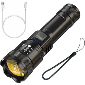 Rechargeable Flashlights High Lumens Super Bright Led Tactical Flashlight Battery Powered Handheld Flashlights, Waterproof, Zoomable, Long Range, Long Lasting, for Home Camping Emergency