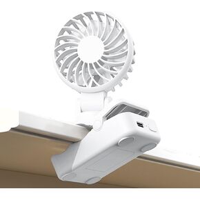 Handheld Fan with Clip,Umbrella Handheld Electric Fan with Clip | USB Charging Electronics, Adjustable 3 Wind Speeds Solution for Computer Desk, Tent, Stroller