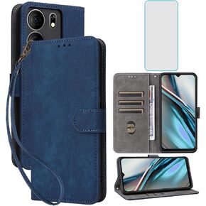 for Tracfone BLU View 5 Wallet Phone Case with Screen Protector [RFID Blocking] Leather Flip Card Holder Kickstand Wristlet Women Men Cell Phone Case for BLU View5 B160V Blue View 5 Purple
