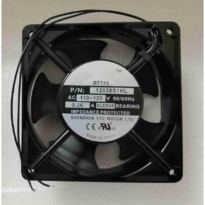 BT110 12038S1HL AC110~120V 0.26A 50/60Hz 120x120x38mm 2Wire Double Bearing Ball Cooling Fan