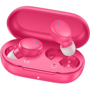 MOZOTER S8 Mini Wireless Earbuds Bluetooth 5.3 in Ear Light-Weight Headphones,60Hrs Playtime Ear Buds with Charging Case,Bluetooth Headsets,Premium Sound with Deep Bass for Sport-Barbiee Pink