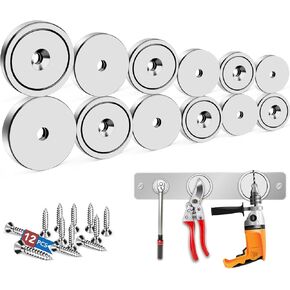 مغناطيسات LOVIMAG القوية، 3 مقاسات من مغناطيسات الأرض النادرة شديدة التحمل، مغناطيس كأس النيوديميوم مع فتحة غاطسة وبرغي للتركيب على الحائط، وحمل أدوات الرفع، والرحلة البحرية، والثلاجة، ومغناطيس الخزانة - حزمة من 12 قطعة in Kuwait