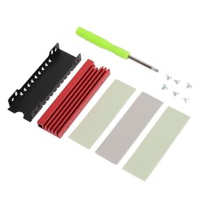 M.2 2280 SSD Heatsink, Alloy CNC Anodized Reliable Durable SSD Heatsink Support Single Double Sided with Thermal Silicone Pads for Game Console (Red)