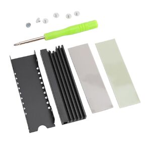 M.2 2280 SSD Heatsink, Alloy CNC Anodized Reliable Durable SSD Heatsink Support Single Double Sided with Thermal Silicone Pads for Game Console (Black)