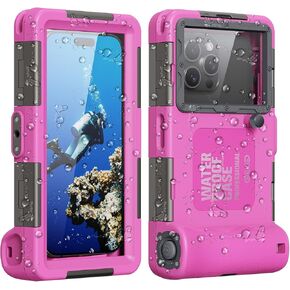 Underwater Snorkeling Diving Phone Case for iPhone 16/15/14/13/12/11 Pro Max/XS/X Galaxy S24/S23/S22/S21，[50ft/15m] Professional Scuba Dive Waterproof Case Underwater Photo Video （Pink）