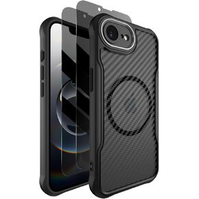 Dahkoiz for iPhone 16E Case, Compatible with MagSafe, with Privacy Screen Protector X2, [Camera Protection] [15ft Drop Protection] Slim & Light Magnetic Case for iPhone 16 E (2025), Black