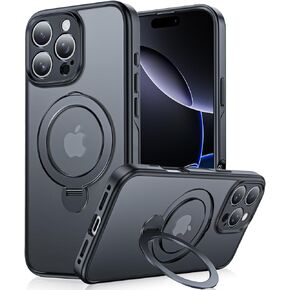 (360 ° تدور مغناطيسي حامل لـ iPhone 16 Pro ، (متوافق مع Magsafe) (حماية عسكرية 18 قدمًا) لـ iPhone 16 Pro ، 6.3 بوصة ، أسود