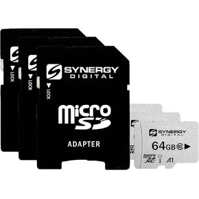 Synergy Digital 64GB Micro SDXC Secure Digital UHS-I Memory Cards, Compatible with Mevo Start Camcorder - Class 10, U1, 100MB/s, 300 Series - Pack of 3