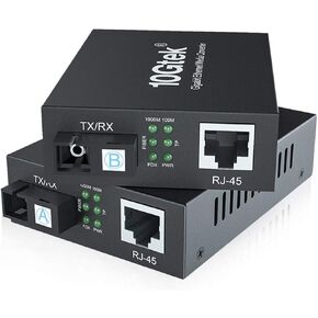 a Pair of Bidi Gigabit Ethernet Media Converterr, 1.25G SFP Fiber to Ethernet RJ45 Converter, Built-in Bidi SFP transceiver (1000Base-LX, 20km, singlemode simplex LC), Auto-Negotiation