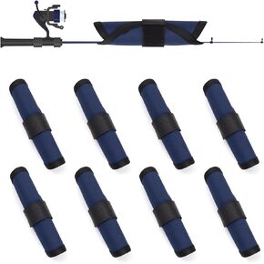 Fishing Lure Covers 8 Pack Fishing Lure Wraps with Velcro Durable Fishing Hook Cover Bait Storage Protectors 6" Rod Armour Lure Shield Guard to Keep Fishermen Safe for Rod (Black)