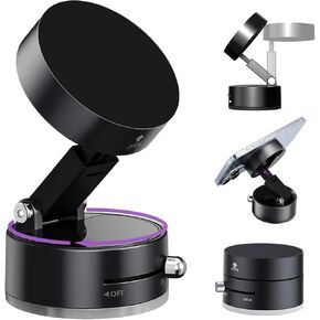 Vacuum Magnetic Phone Holder,Foldable Magnetic Suction Phone Mount,360° Rotation Car Phone Holder Cell Phone Car Accessories,Stand for iPhone 16/15/14/13/12 All Phones(Black)