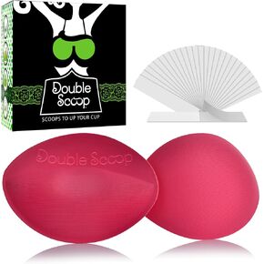 Double Scoop® Push Up Inserts w/Bonus Tape Sticky Strips, Instant Breast Implants, Replacement Bra Pads, Padded Bralette Hack, Breast Lift, Foam Bra Filler Insert, Bra Stuffer, Cup Size D (Pink) in Kuwait