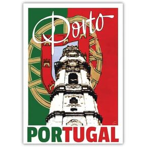 Squiddy Porto Portugal Vintage Travel - Vinyl Sticker for Car, Laptop, Notebook (6" high)