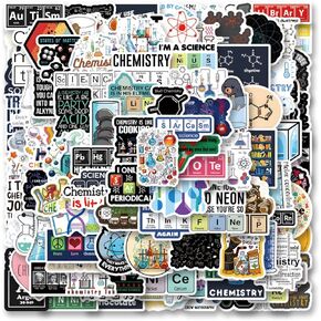 126pcs Chemistry Aesthetics Cartoon Waterproof Vinyl Stickers for Boys Adults for Water Bottles Laptop Suitcase for Birthday Party Supplies Halloween Decoration Favors