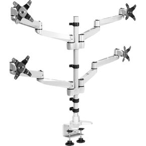 Mount-It! Quad Monitor Desk Mount With Full Motion Arms | Modular Four Arm Monitor Stand With Quick Disconnect Technology