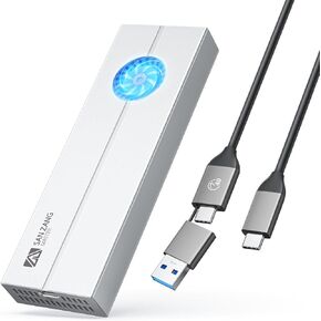 Sanzang USB4 40GBPS M.2 NVME SSD العلبة مع مروحة التبريد - حالة محرك أقراص خارجي من الألومنيوم لـ MacBook Pro/Air M1/M2 ، Thunderbolt 3 متوافق ، يدعم 2230/2242/2260/2280 NVME SSDS
