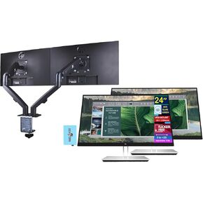 HP 24" E24u G4 FHD USB-C Monitor w/5ms Response Time, Anti-Glare, Flicker Free, VESA Mount (100mm), Display Port & Dockztorm USB Port Expander, Black/Silver (189T0AA#ABA - 2025 Latest Model)