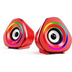 SADA Home Speaker Set Desktop PC Computer Speakers 3.5mm Wired Laptop Speakers USB Powered Sound Box with RGB Atmospheric Lights (RGB Light)