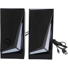 Computer Speakers, PC Speakers with RGB 7 Dynamic Light Effects, USB Powered PC Speakers with Loud Stereo Sound, Headphone in for Desktop, Laptop