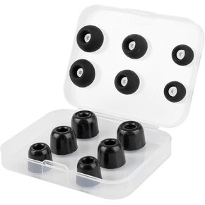 6 Pairs KZ ZS10 Pro Earbud Tips, KBEAR KF01 Memory Foam Noise Canceling IEM Ear tips for in ear Monitors, Suitable for ZAR, ZAS, CCZ Melody, DC02, KS1, Tangzu Wan'er, CCA CRA, AS16, EDX (L/M/S, Black)