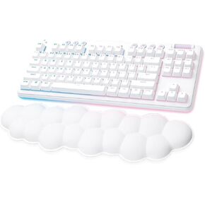 Logitech G715 Wireless Mechanical Gaming Keyboard with LIGHTSYNC RGB, Lightspeed, Linear Switches (GX Red), and Keyboard Palm Rest, PC/Mac Compatible - White Mist (Renewed)