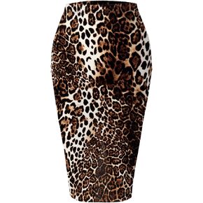 SSOULM Women's Work Office Stretchy Fitted Midi Pencil Skirt with Back Slit and Plus SizeCOCO XL in Kuwait