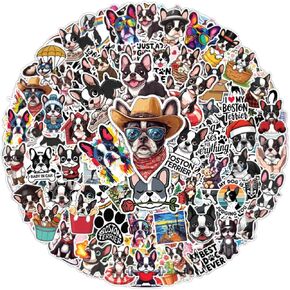 100pcs Boston Terrier Stickers - Boston Sticker Waterproof Decals for Water Bottles Laptop Luggage Computer Scrapbooking Teens Adults Girls Kids Funny Party Birthday Decorations