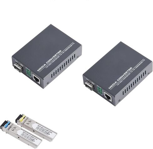 Gigabit SFP Media Converter - 1 SFP to 1 RJ45 Transceiver, 10/100/1000M Fiber Optic Switch with 3KM/20KM LC/SC SFP Module, Auto - Negotiation (1PCS) in Kuwait
