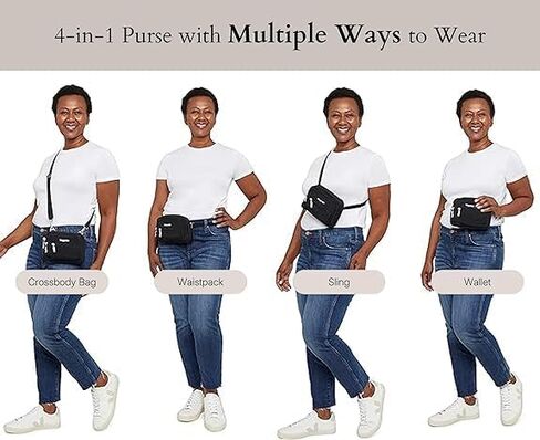 Baggallini Triple Zip Crossbody Bag for Women - Convertible Crossbody Fanny Pack Belt Bag - Lightweight Water-resistant in Saudi Arabia