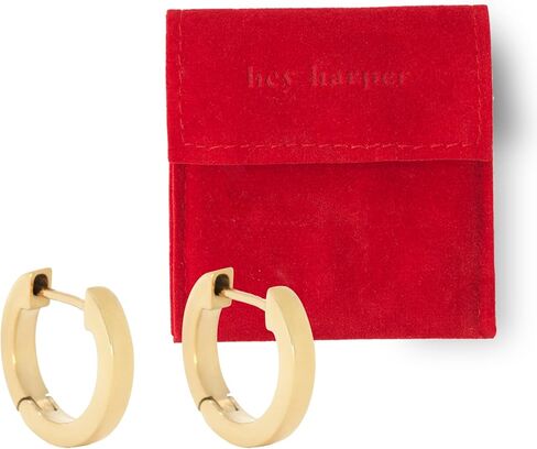 أقراط دائرية ذهبية مكتنزة للنساء بيلا هجيز - مجوهرات مقاومة للماء والعرق - أقراط من الفولاذ المقاوم للصدأ مع طلاء PVD ذهبي اللون عيار 14 قيراط - Hey Harper in Kuwait