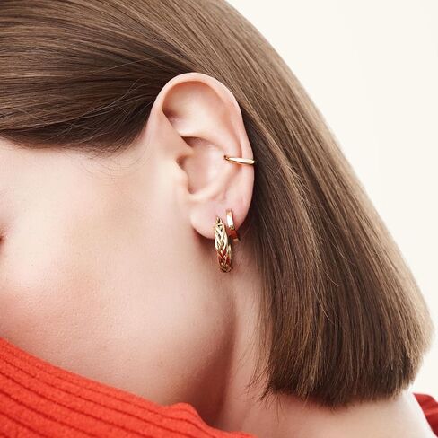 أقراط دائرية ذهبية مكتنزة للنساء بيلا هجيز - مجوهرات مقاومة للماء والعرق - أقراط من الفولاذ المقاوم للصدأ مع طلاء PVD ذهبي اللون عيار 14 قيراط - Hey Harper in Kuwait