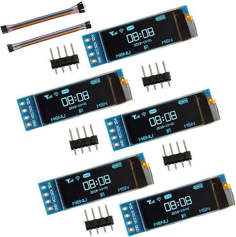 0.91 بوصة I2C IIC OLED MONDING MODULE 128X32 بكسل لوحة شاشة شاشة ذاتية الأنساب لمشاريع Arduino Raspberry Pi مع الأسلاك (3Pack Blue) in Kuwait