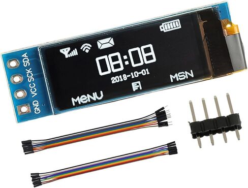 0.91 بوصة I2C IIC OLED MONDING MODULE 128X32 بكسل لوحة شاشة شاشة ذاتية الأنساب لمشاريع Arduino Raspberry Pi مع الأسلاك (3Pack Blue) in Kuwait